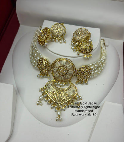 1 Gram Gold Traditional Heritage Real Craftmanship Jadau Necklace Set