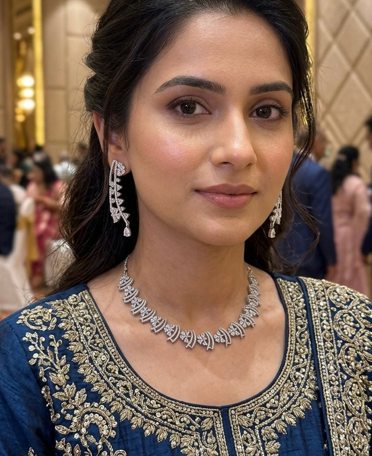 Crescent- Premium Quality Lightweight Diamond Necklace Sets