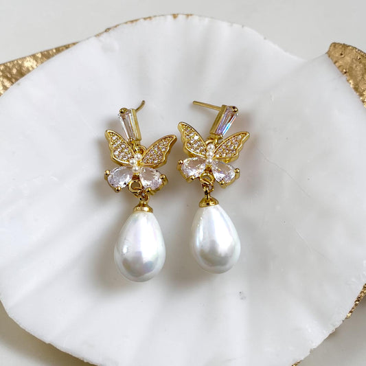 Beautiful gold-tone Butterfly stud