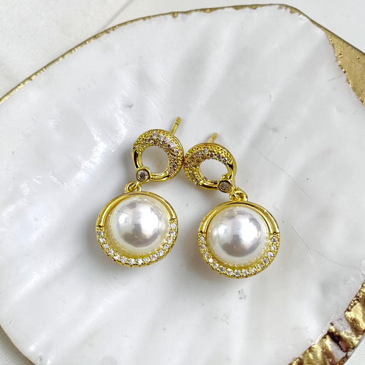 Real Pearl Diamond Studs