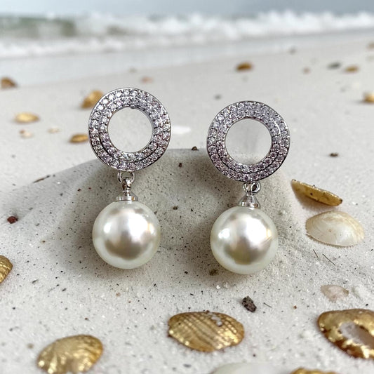 Cz Diamonds Real Pearls Studs