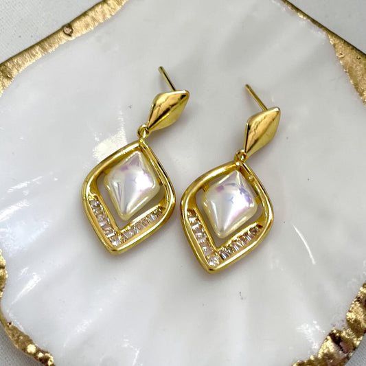 Diamond Pearls Studs