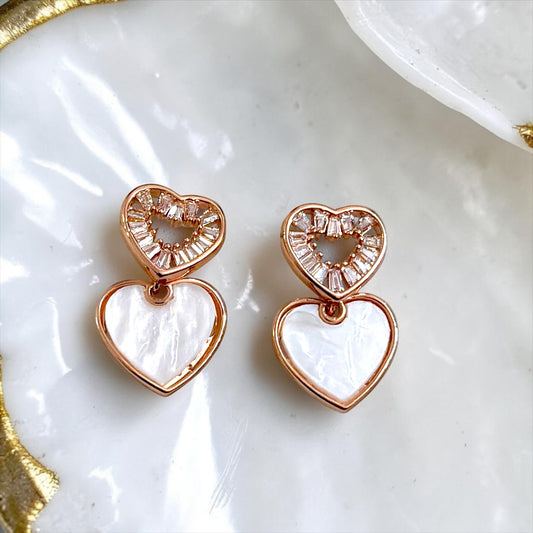 Mother of Pearls Heart Shaped Studs