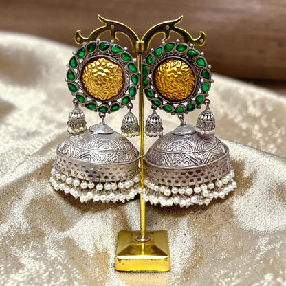 Anahita Silver Oxidized Jhumke Set