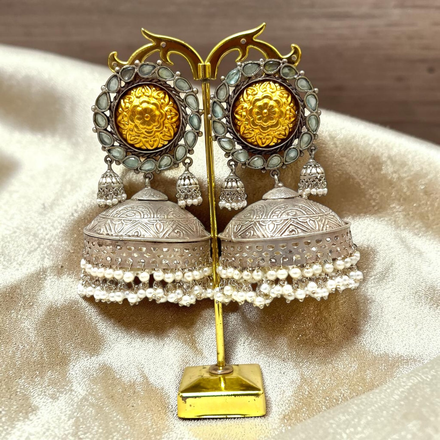 Anahita Silver Oxidized Jhumke Set