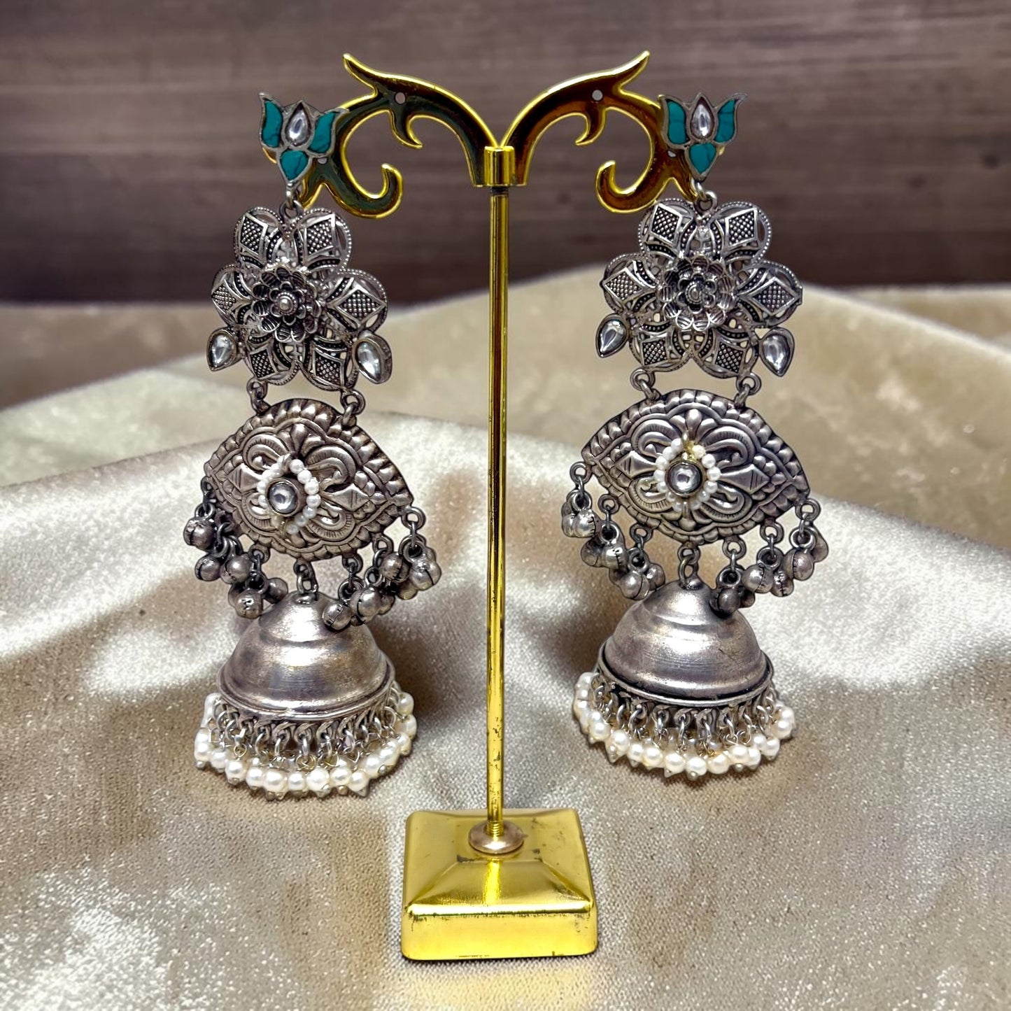 Revati Oxidized Jhumka Set