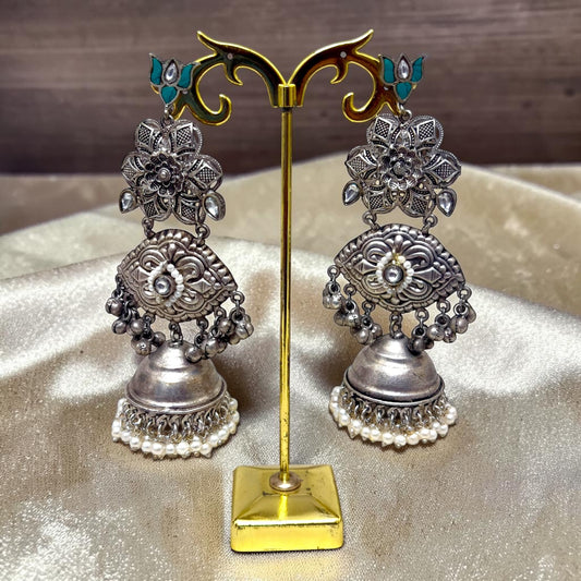 Revati Oxidized Jhumka Set