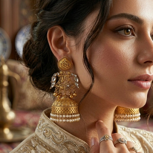 Aleena Silver Oxidized Jhumke Set