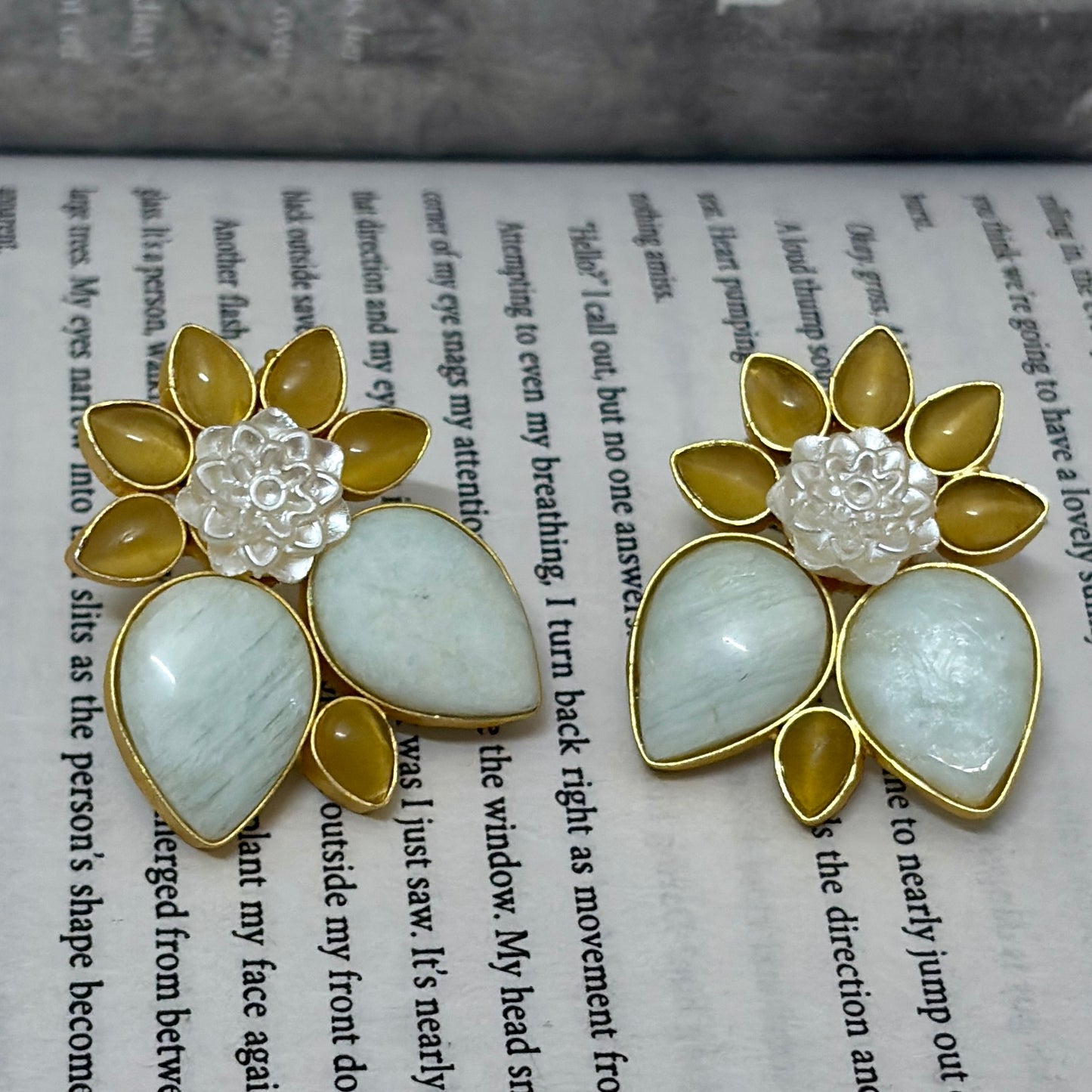 Natural stone Petal studs