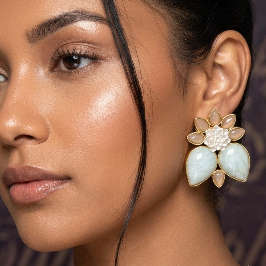 Natural stone Petal studs