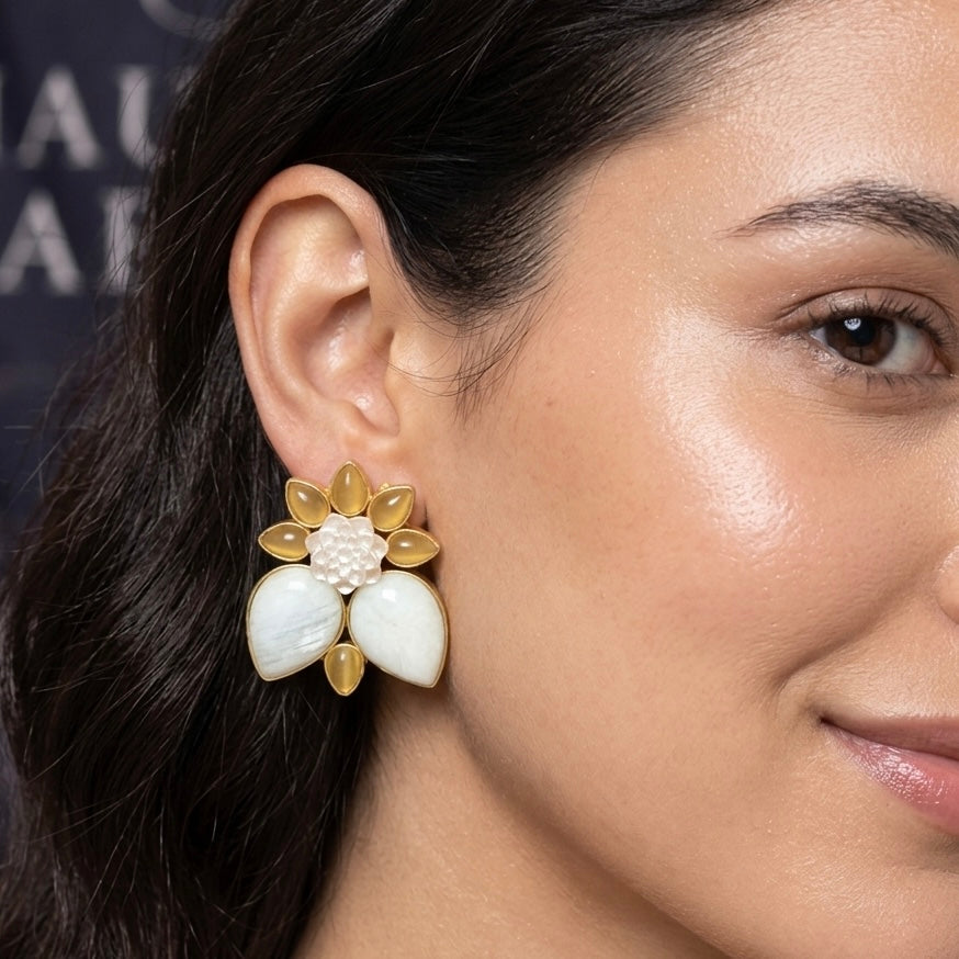 Natural stone Petal studs