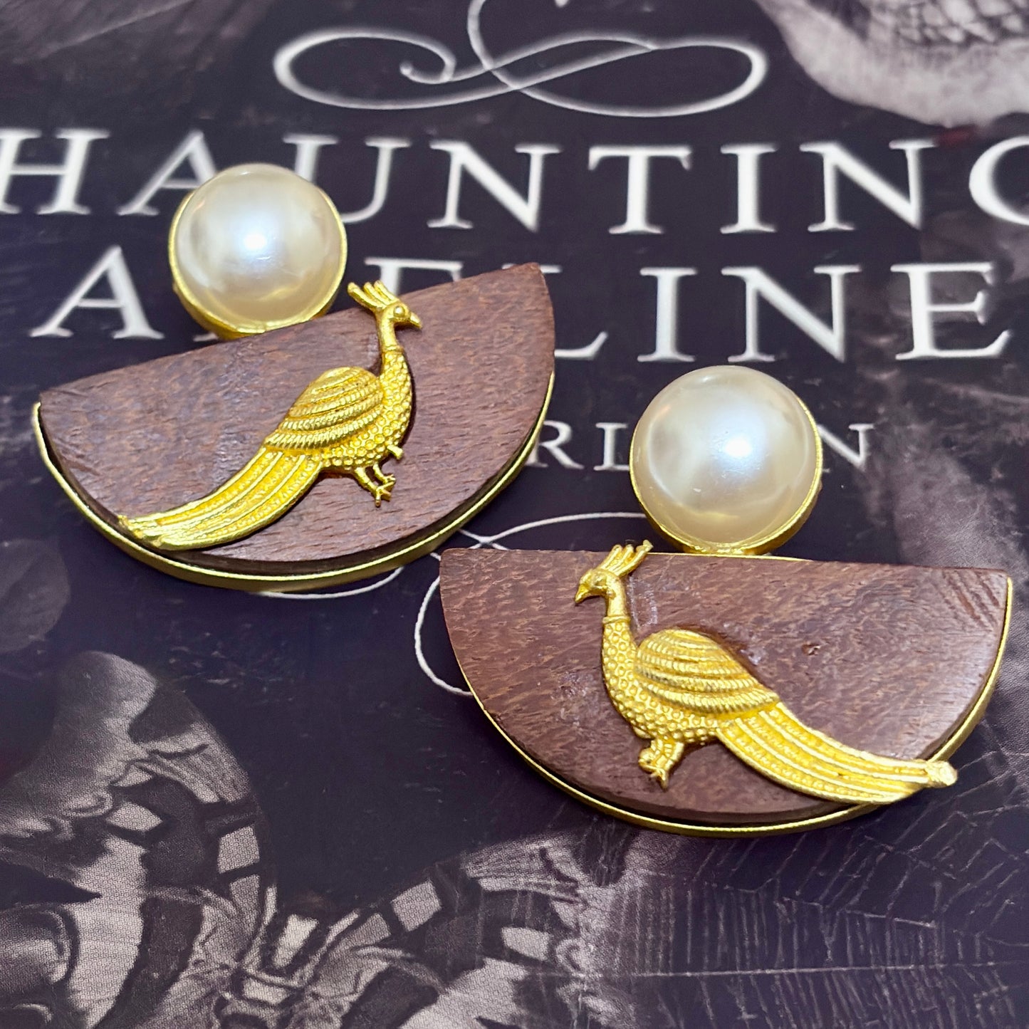 Mayura Pearl Wood Studs
