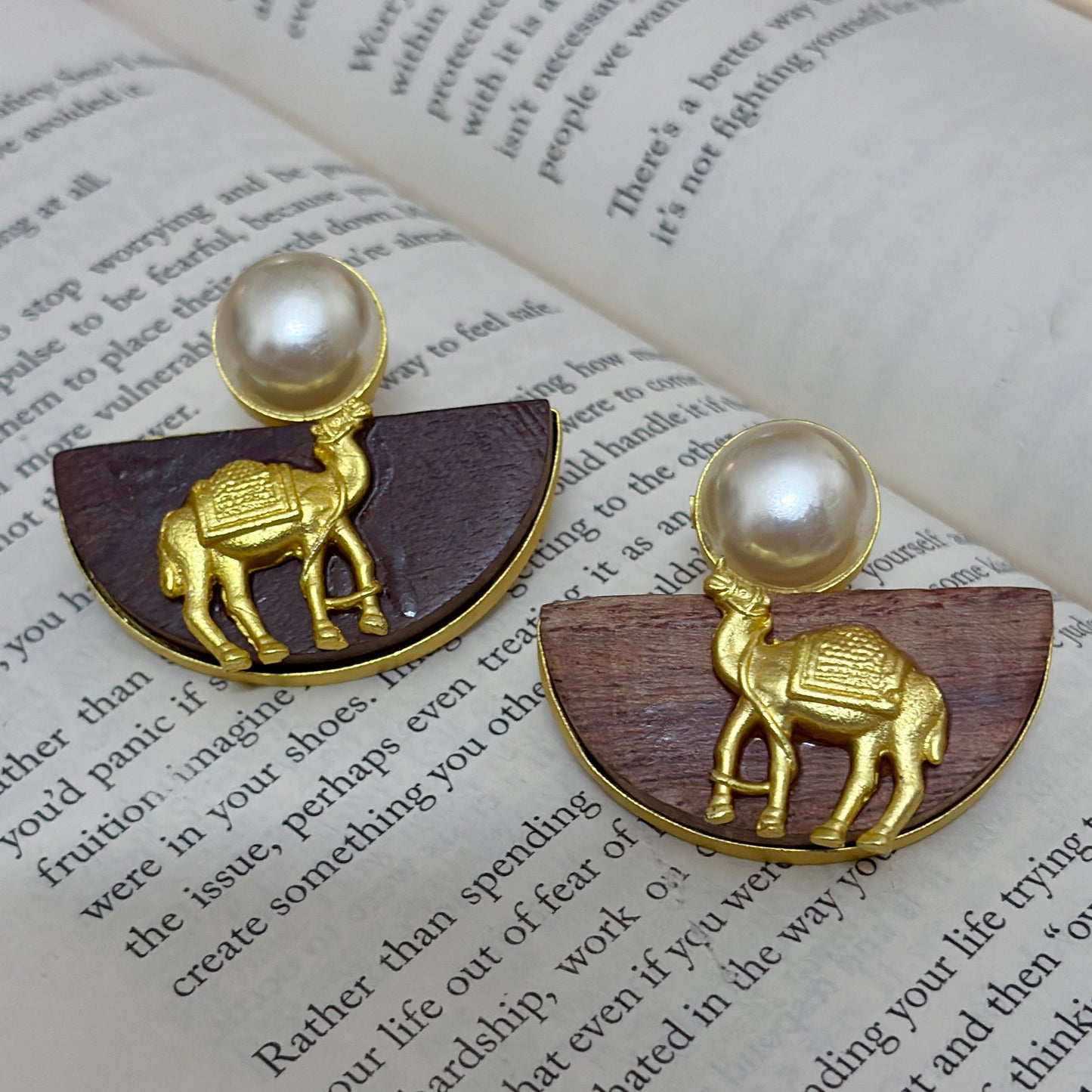 Mayura Pearl Wood Studs