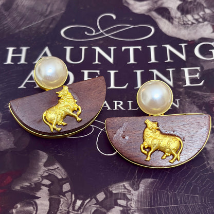 Mayura Pearl Wood Studs