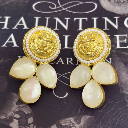 Royal Pearl Crest Stud Earrings
