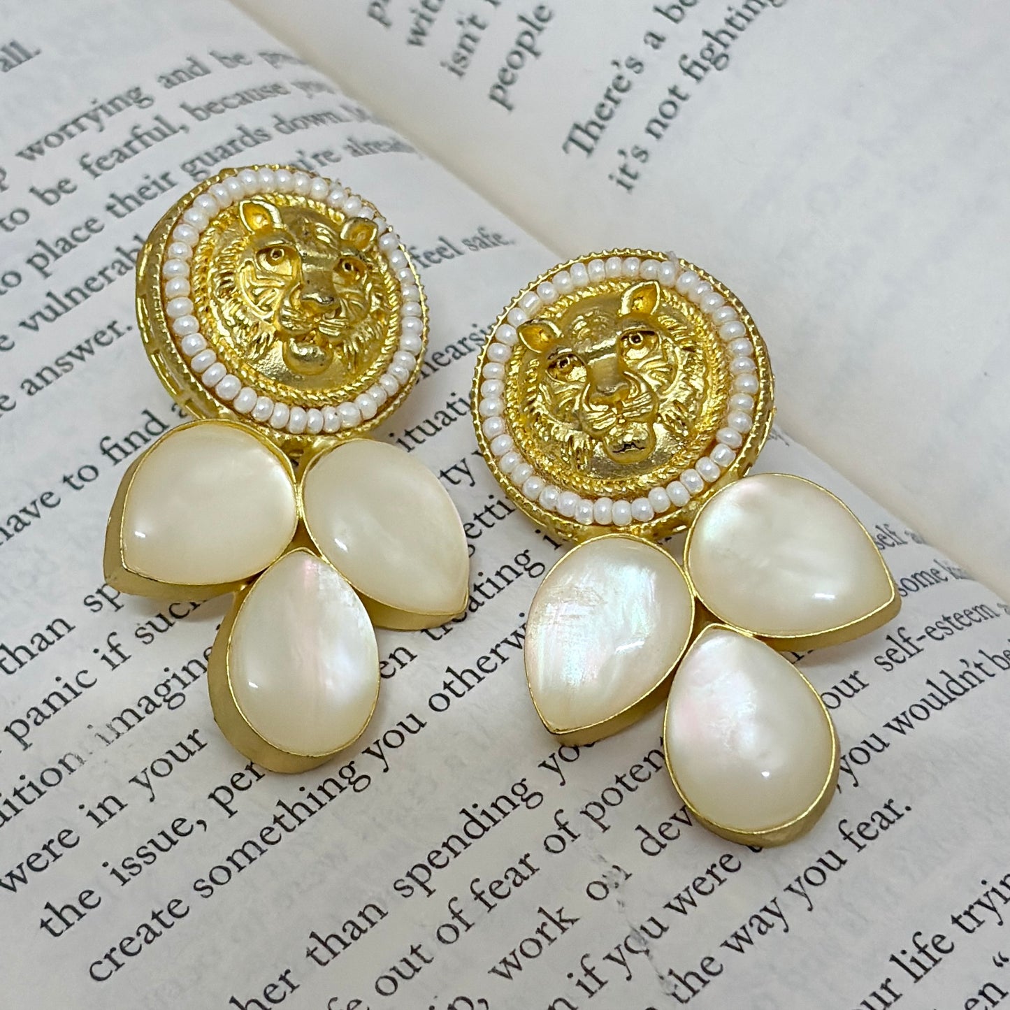 Royal Pearl Crest Stud Earrings