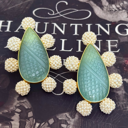 Pearl Leaf Stud Earrings