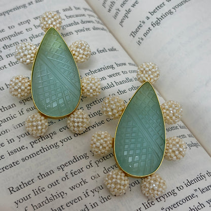 Pearl Leaf Stud Earrings