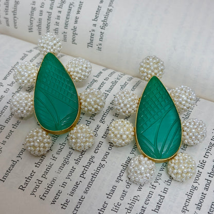 Pearl Leaf Stud Earrings