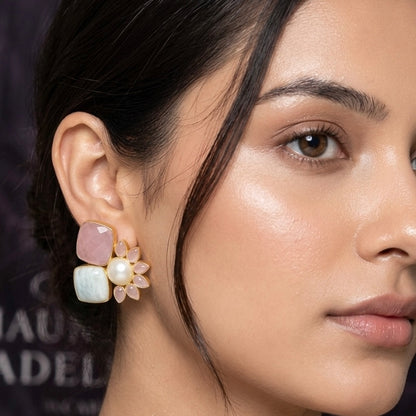 Mother of Pearl Blossom Stud Earrings