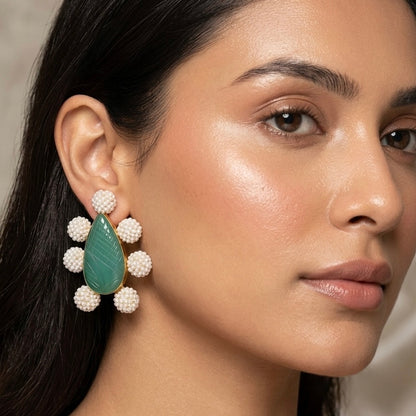 Pearl Leaf Stud Earrings