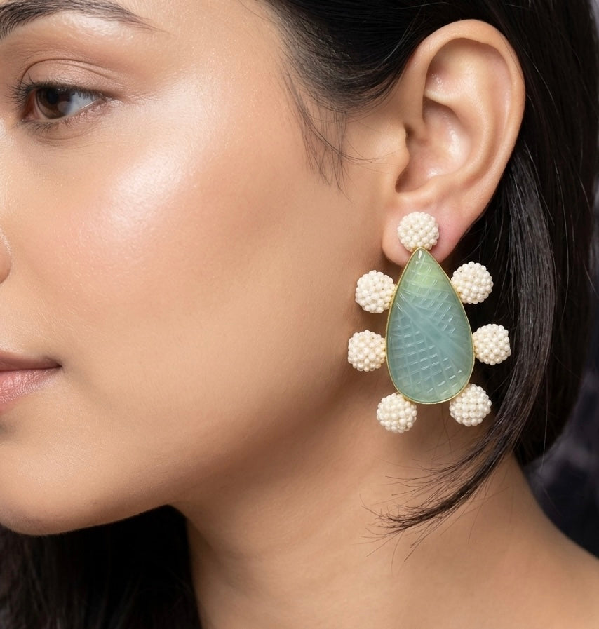 Pearl Leaf Stud Earrings