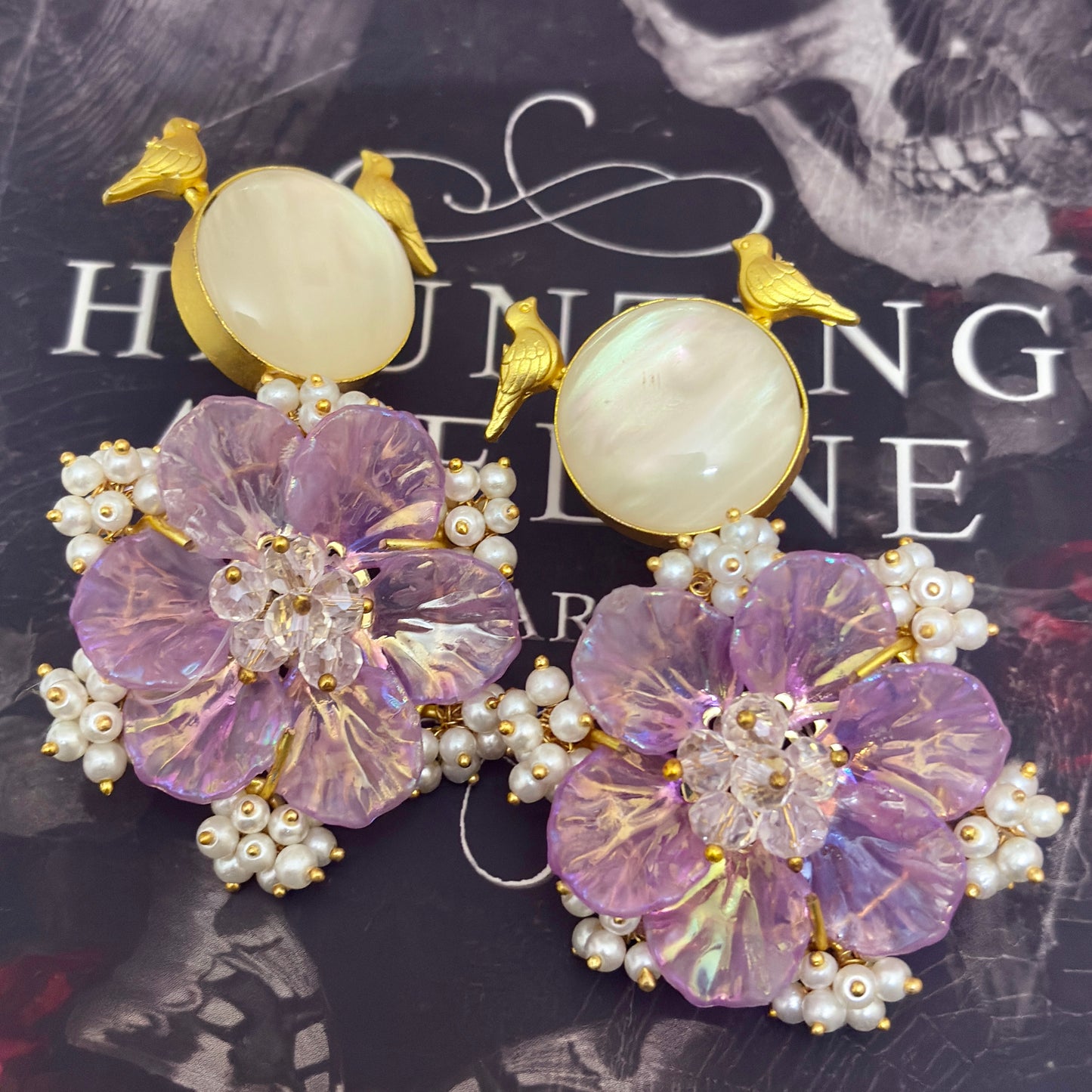 Pearl Blossom Bird Stud Earrings