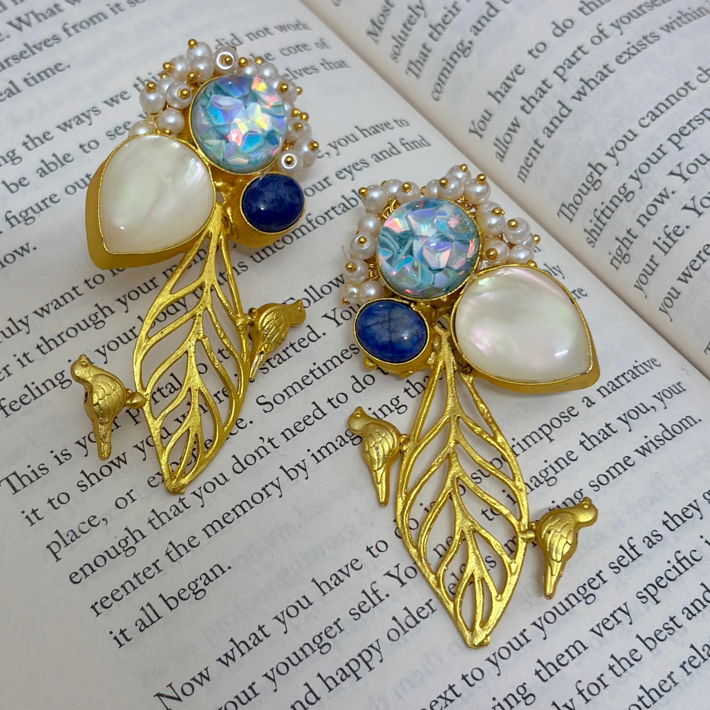 Moonlight Leaf Pearl Earrings