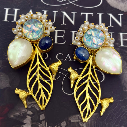 Moonlight Leaf Pearl Earrings