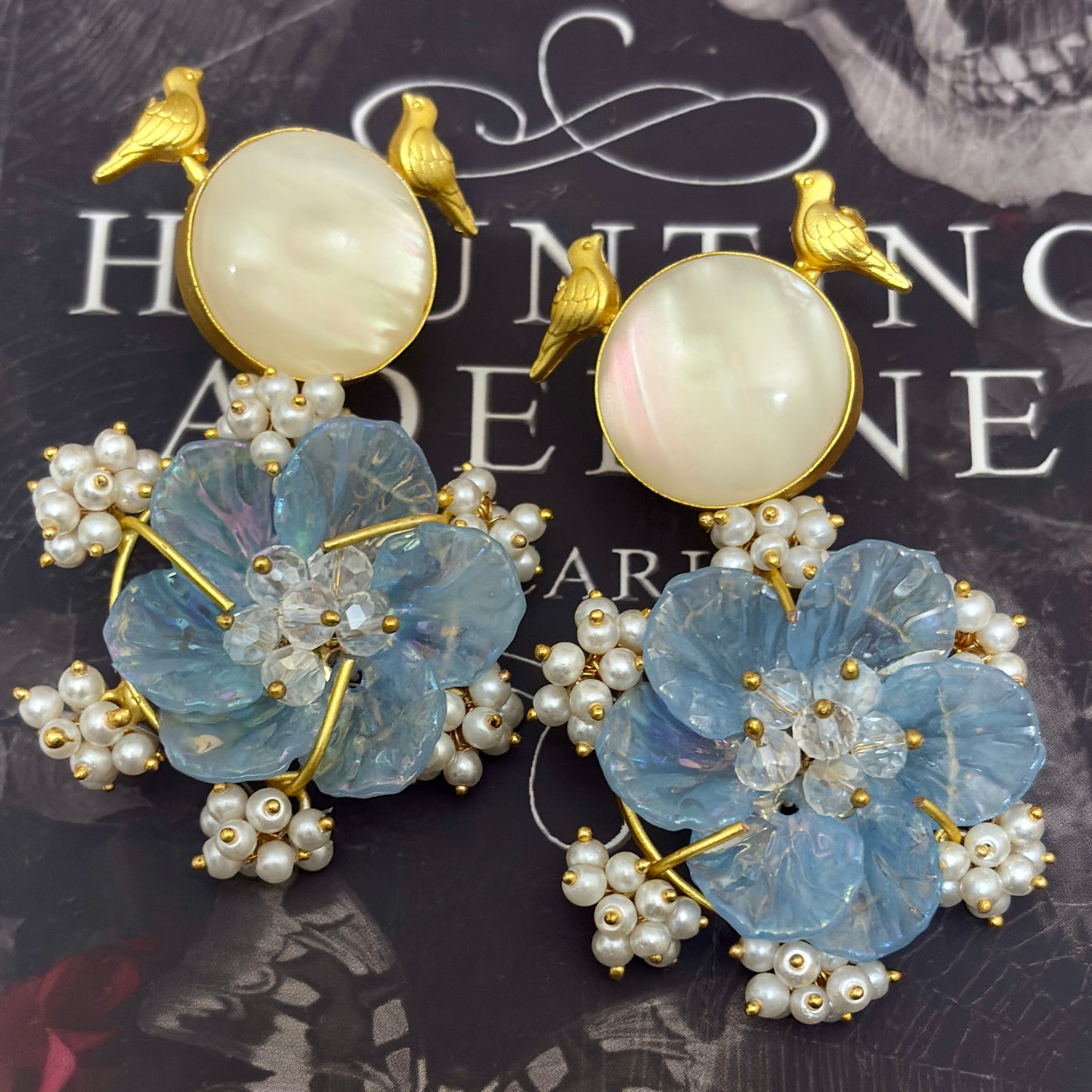 Pearl Blossom Bird Stud Earrings