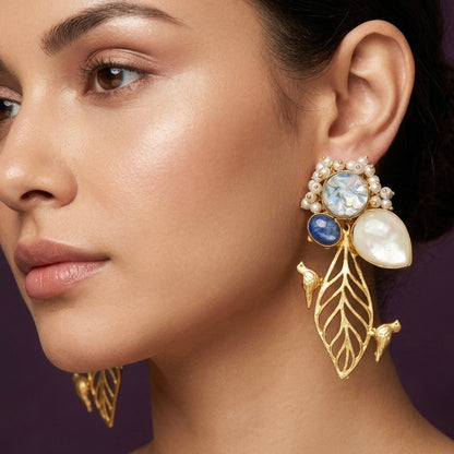 Moonlight Leaf Pearl Earrings