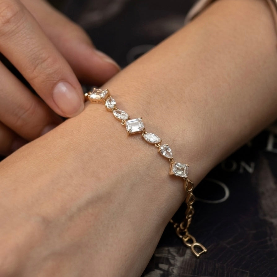 Sleek Diamond Gold Polished Water Proof Bracelet