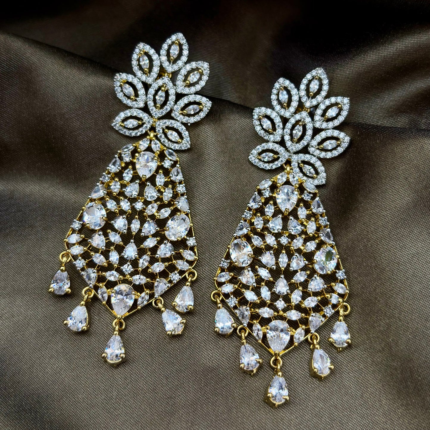 Next to Real Diamond Gold Plated Danglers