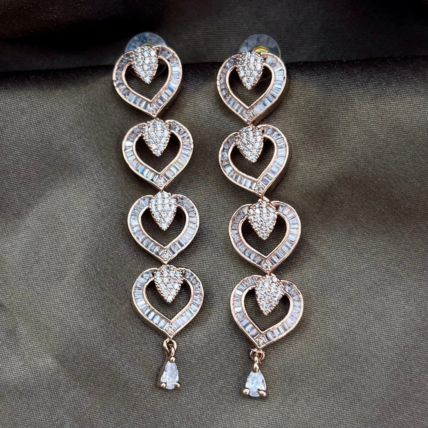 Eternal Heart Cascade Dangler Earrings