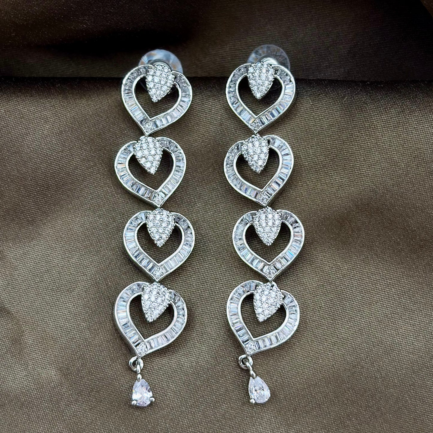 Eternal Heart Cascade Dangler Earrings