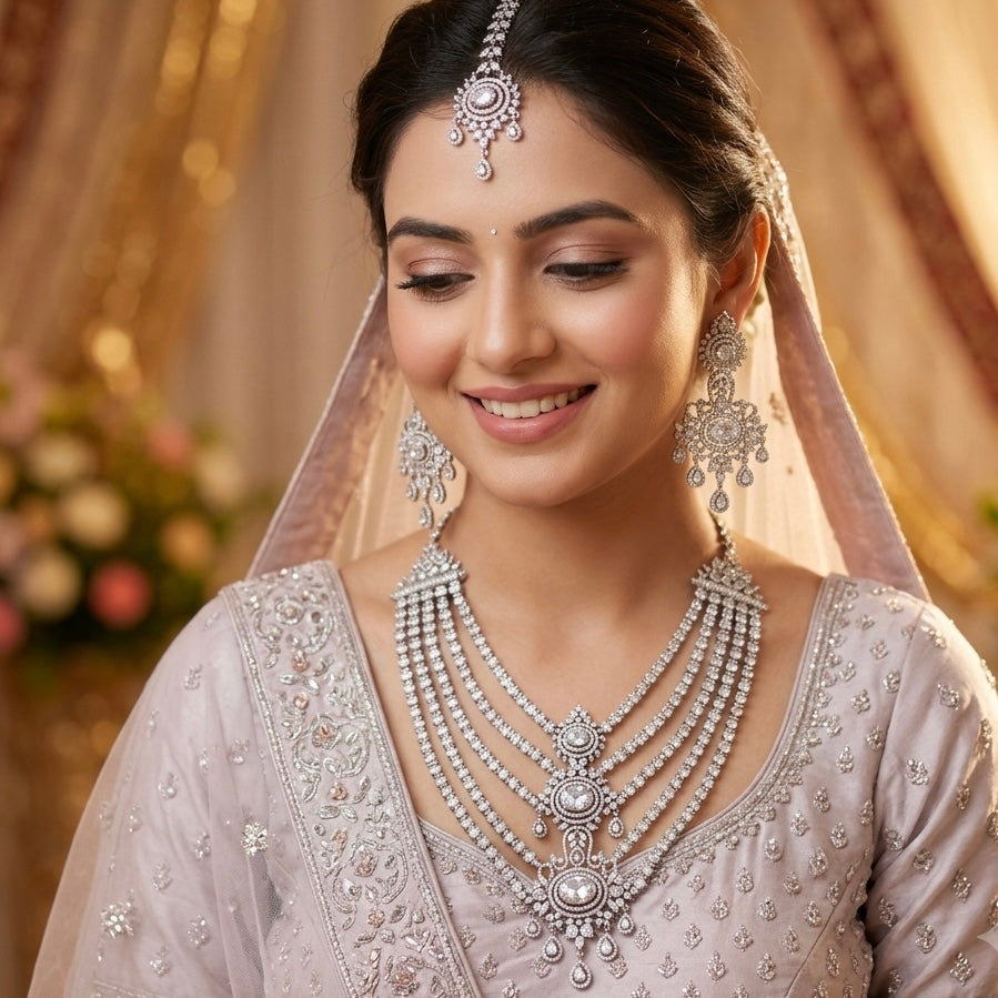 Platinum Royal Multi Layer NECKLACE Set