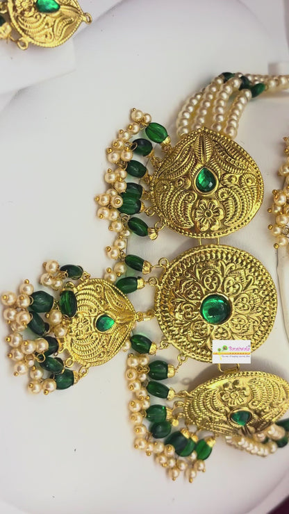 1 Gram Gold Plated Antique Set with Tikka