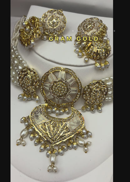 1 Gram Gold Traditional Heritage Real Craftmanship Jadau Necklace Set