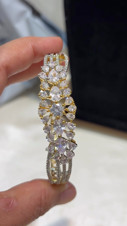 24k Gold Plated Next To Real Diamonds Openable Bracelete