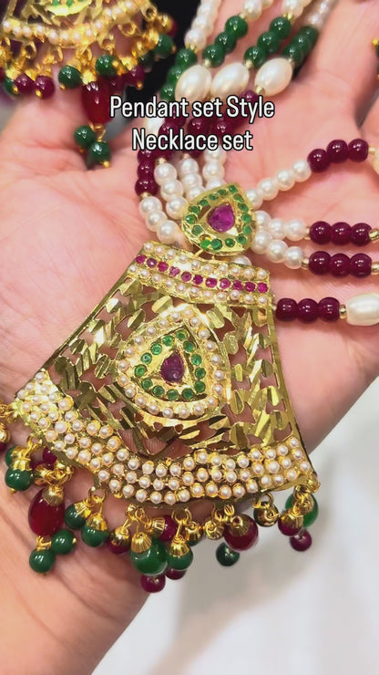 Ruhani — an exquisite Gold Plated Jadau pendant choker set