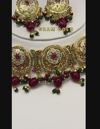 1 Gram Gold Traditional Heritage Jadau Necklace set