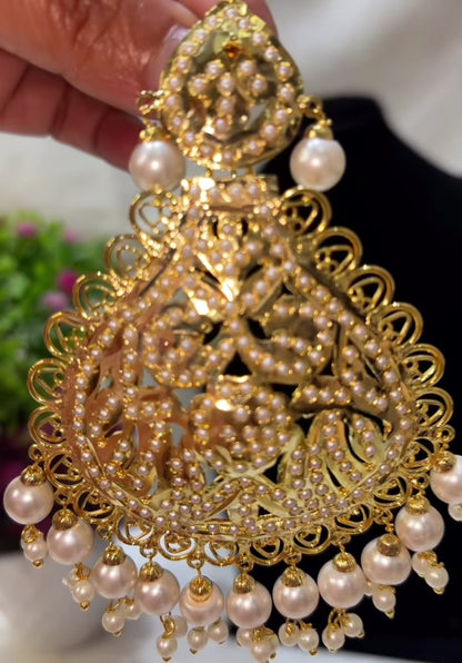 Jasmine- 1 Gram Gold Plated Real Jadau Lightweight Maangtikka Set