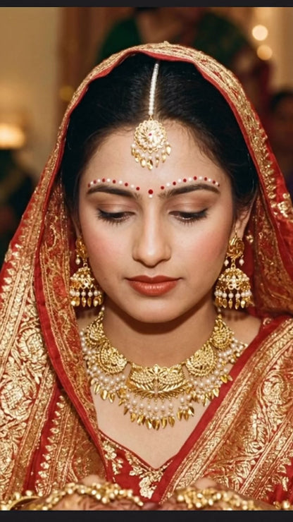 Gold Plated Jadau Lightweight Jadau Set with Tikka